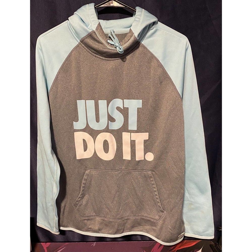 Size Large Nike Women's Therma Fit Hoodie Sweatshirt Pullover Torquise/Gray